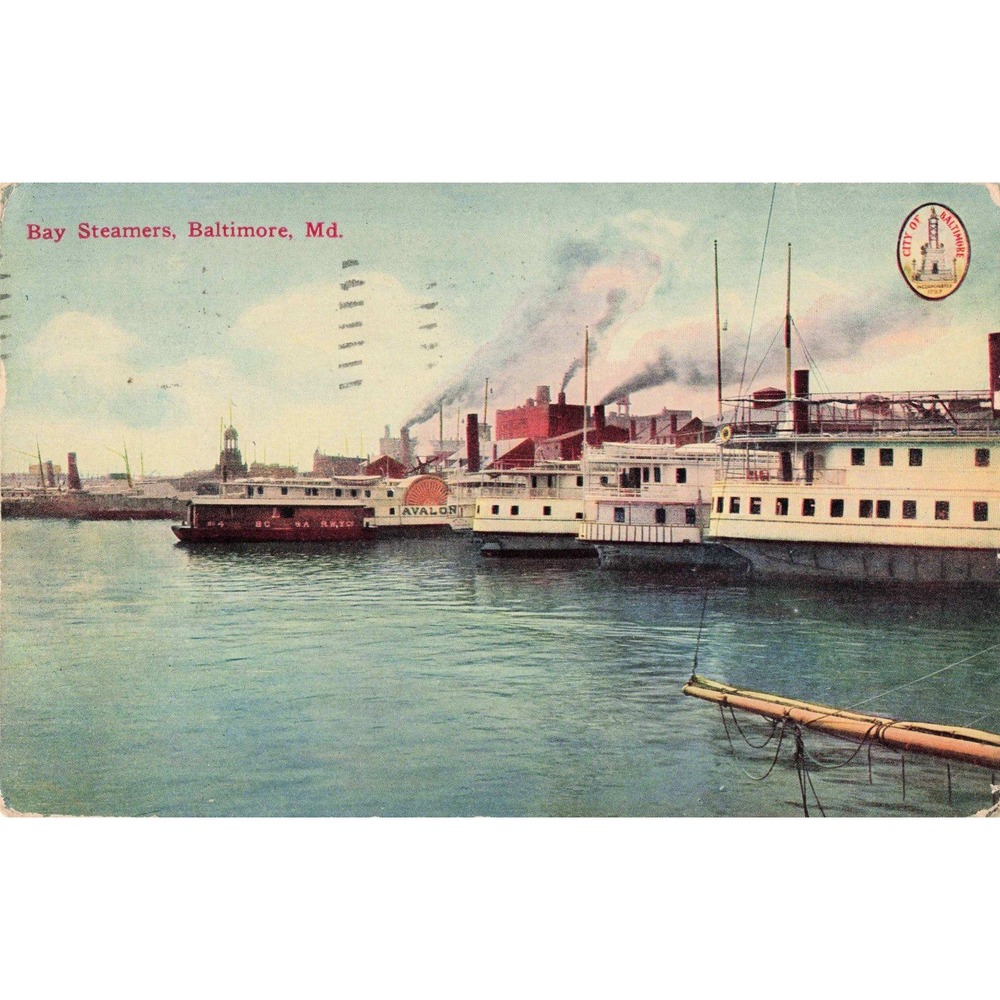 Baltimore Maryland MD Postcard Avalon Steamboats Harbor Divided Back 1911